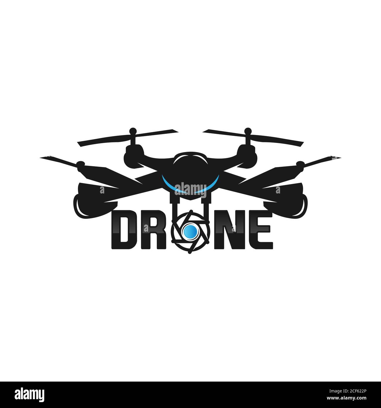 Drone quadrocopter logo. Flying zone simple vector illustration icon. Pictograph . Stock Vector