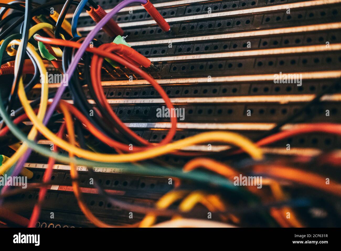 Colorful music sound stereo cables in a studio Stock Photo Alamy