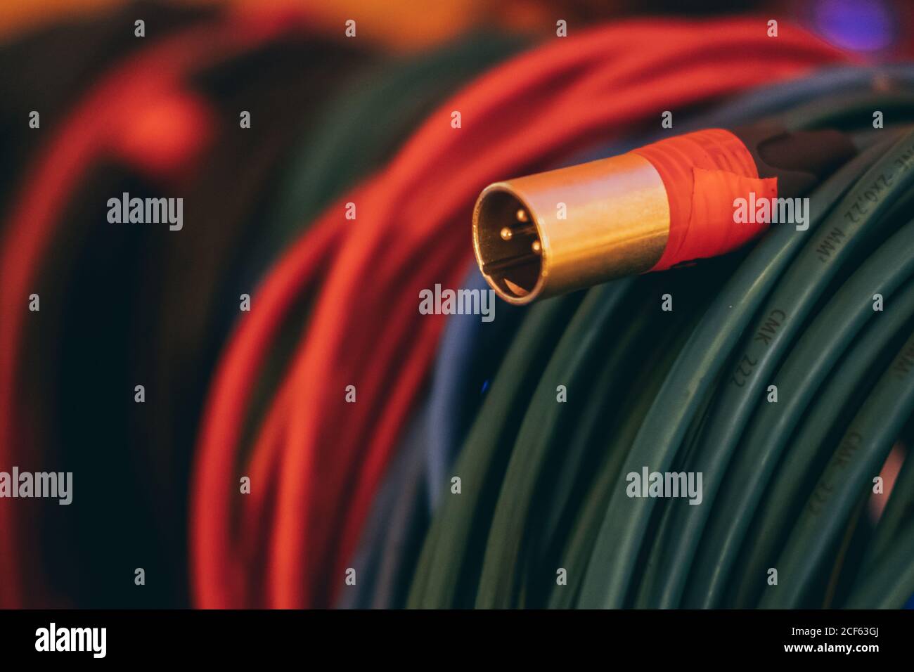 Colorful music sound stereo cables in a studio Stock Photo Alamy