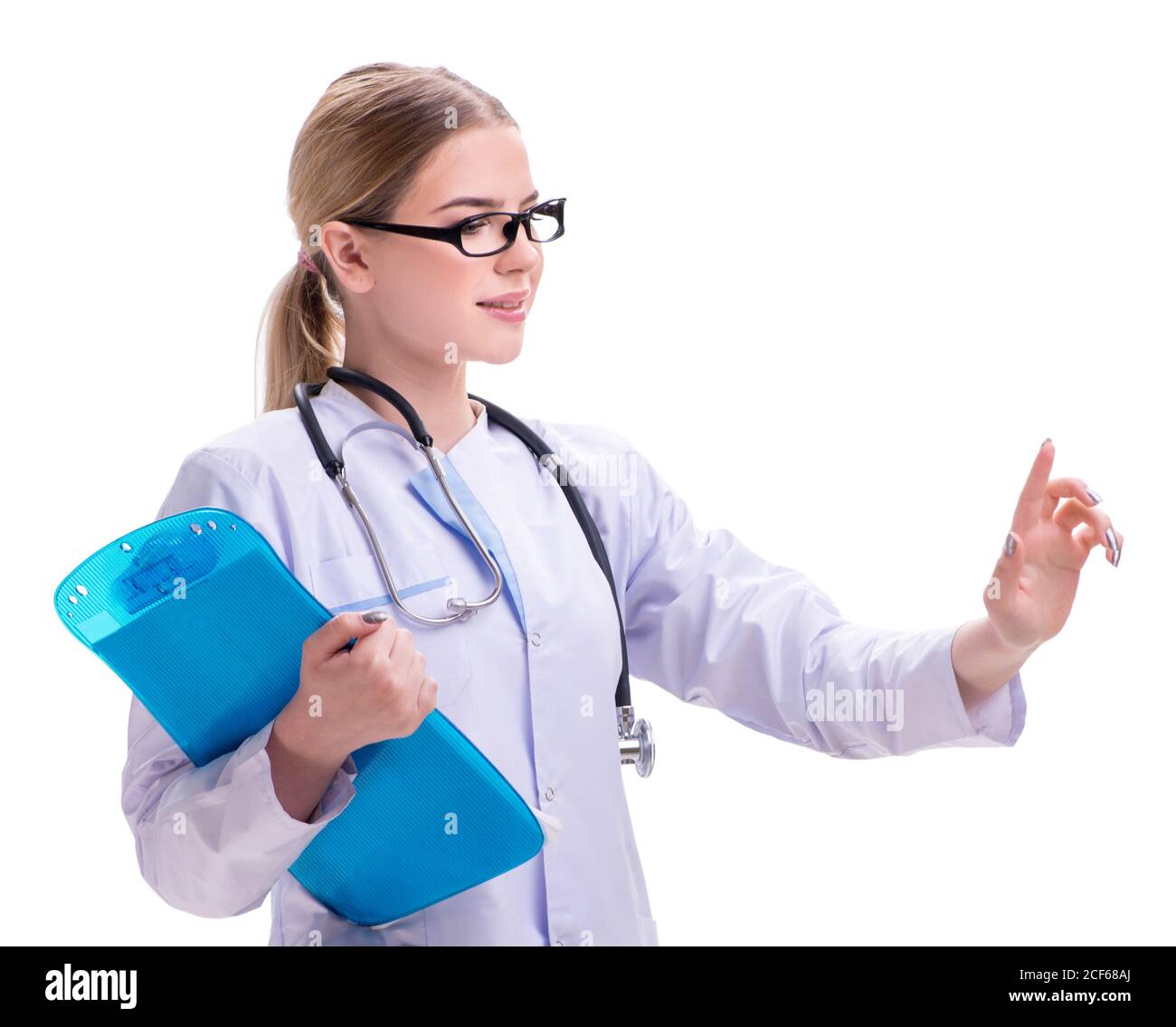 The young woman doctor isolated on white background Stock Photo - Alamy