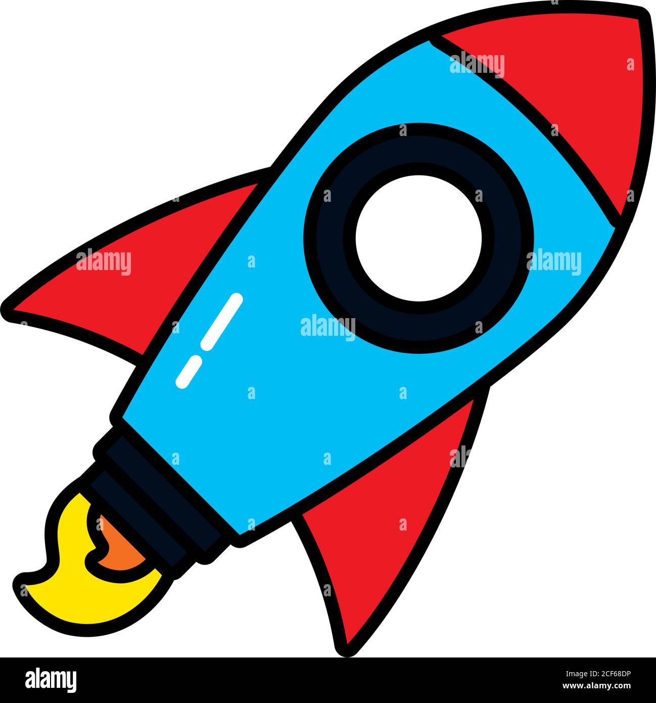 pop art elements concept, rocket icon over white background, line and ...