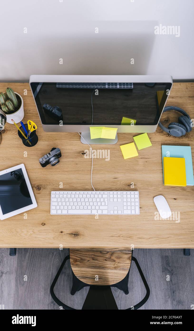 Modern creative home workspace with computer Stock Photo - Alamy