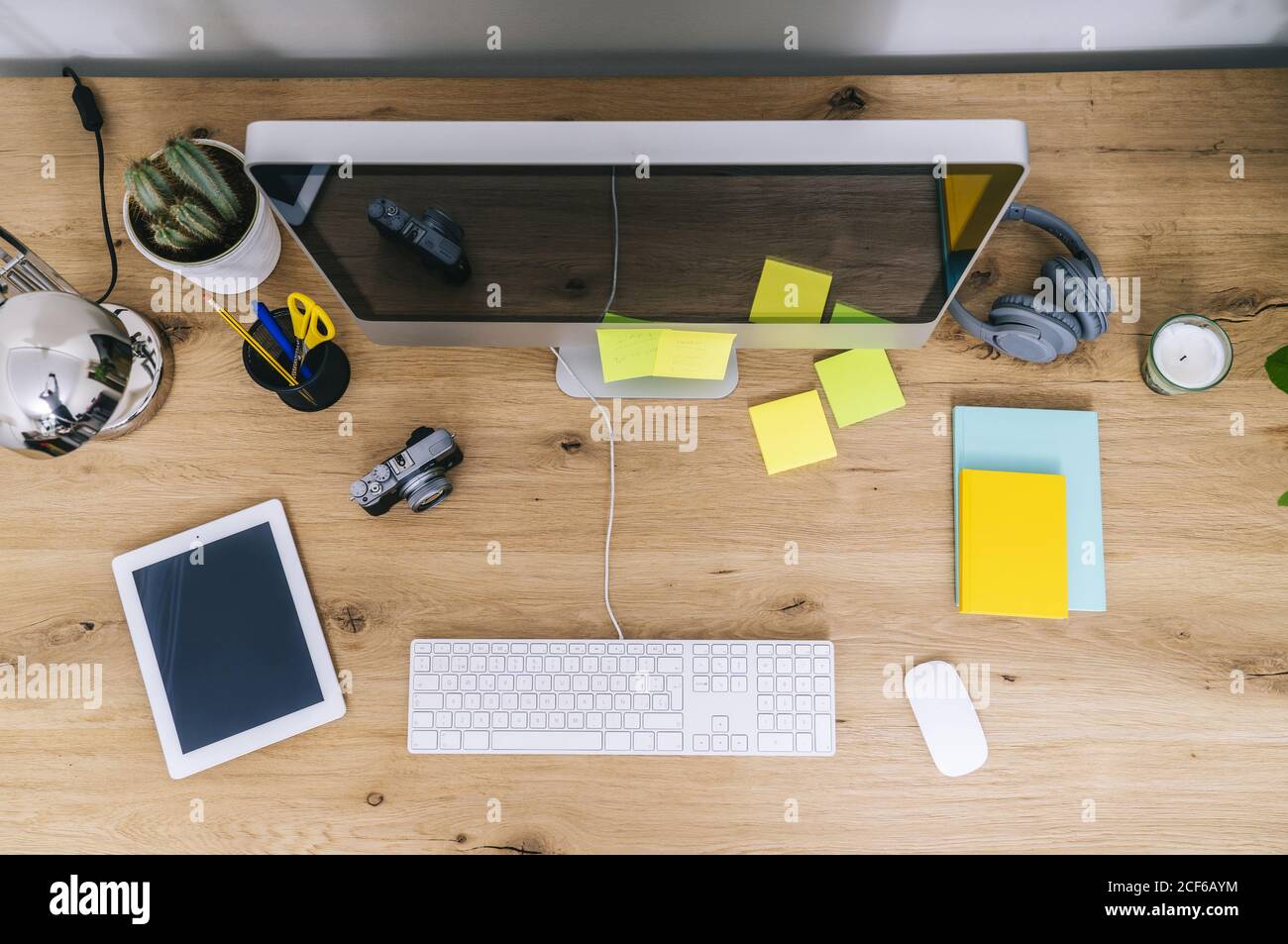 Modern creative home workspace with computer Stock Photo - Alamy