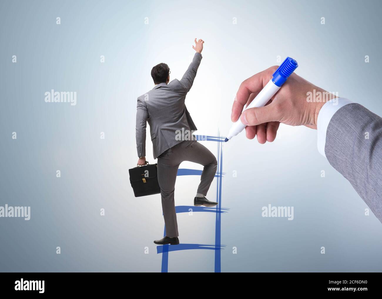 The businessman climbing career ladder in business concept Stock Photo ...