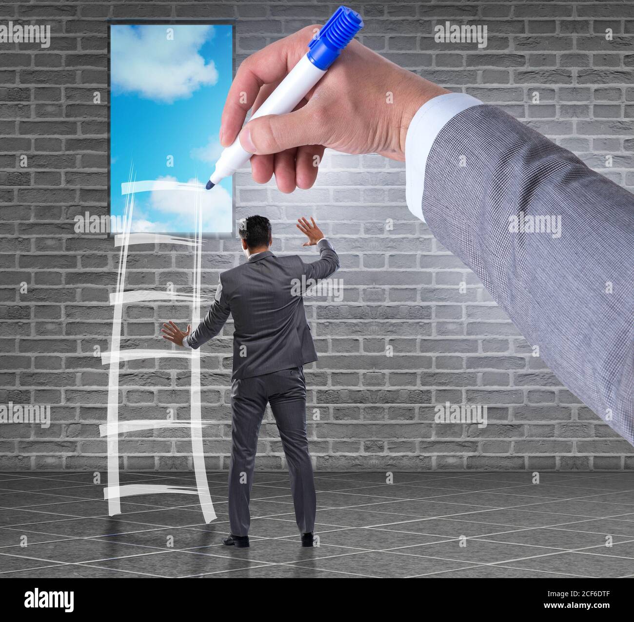 Businessman climbing career ladder in business concept Stock Photo - Alamy