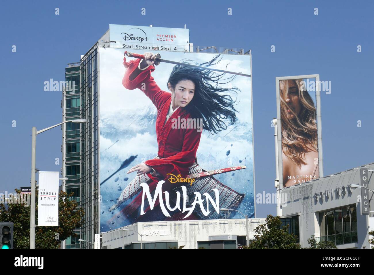 Los Angeles, California, USA 3rd September 2020 A general view of atmosphere of Disney Mulan Billboard on Sunset Blvd on September 3,  2020 in Los Angeles, California, USA. Photo by Barry King/Alamy Stock Photo Stock Photo