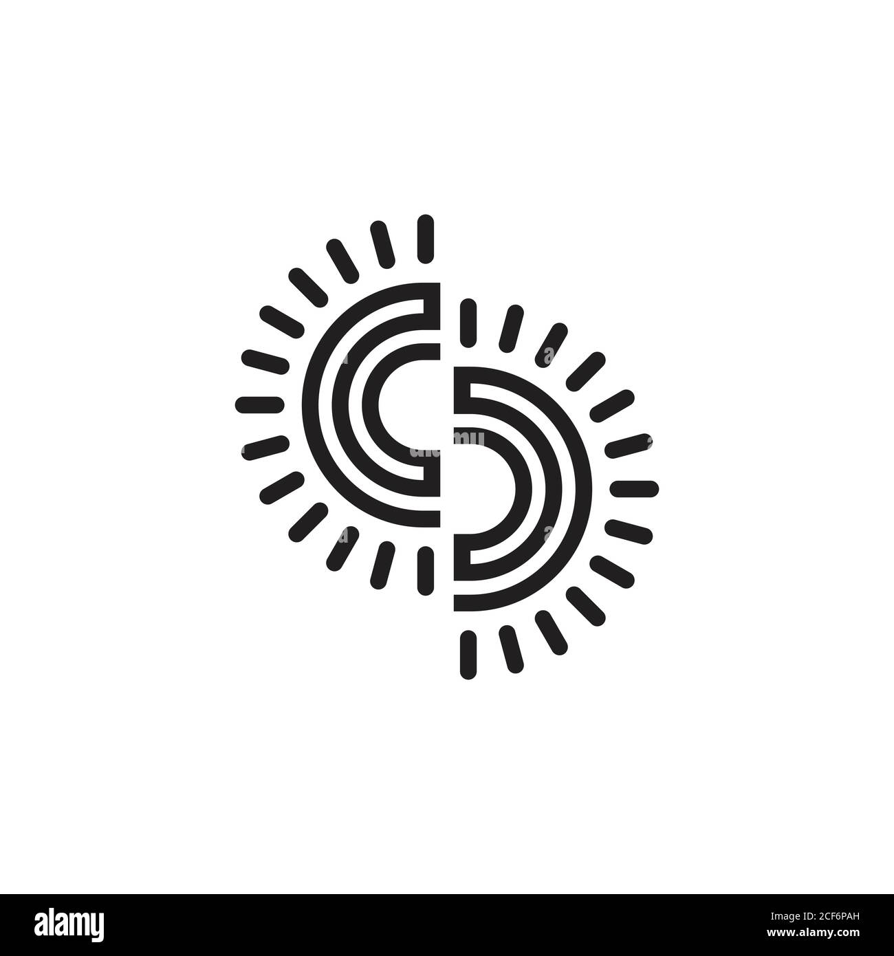 letter cc sun geometric line logo vector Stock Vector