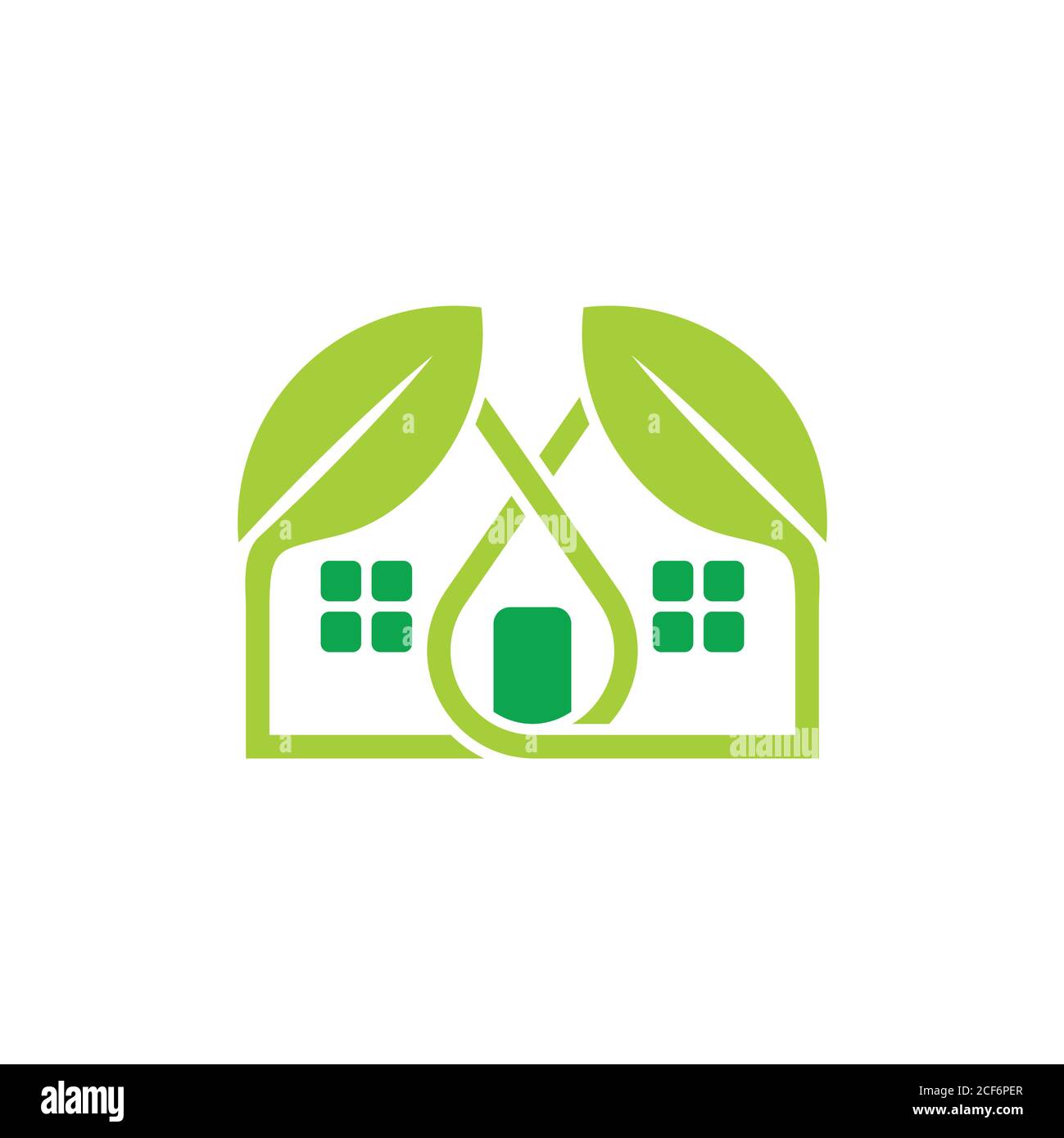 simple linked leaf home shape logo vector Stock Vector