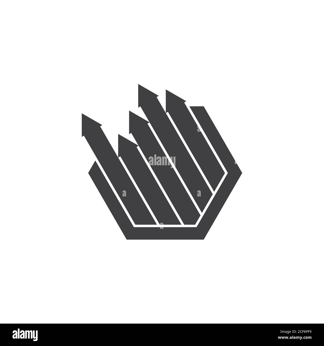 hexagonal arrow up geometric chart symbol logo vector Stock Vector