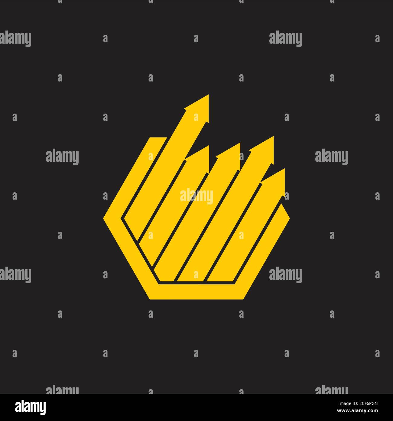 hexagonal arrow up geometric chart symbol logo vector Stock Vector