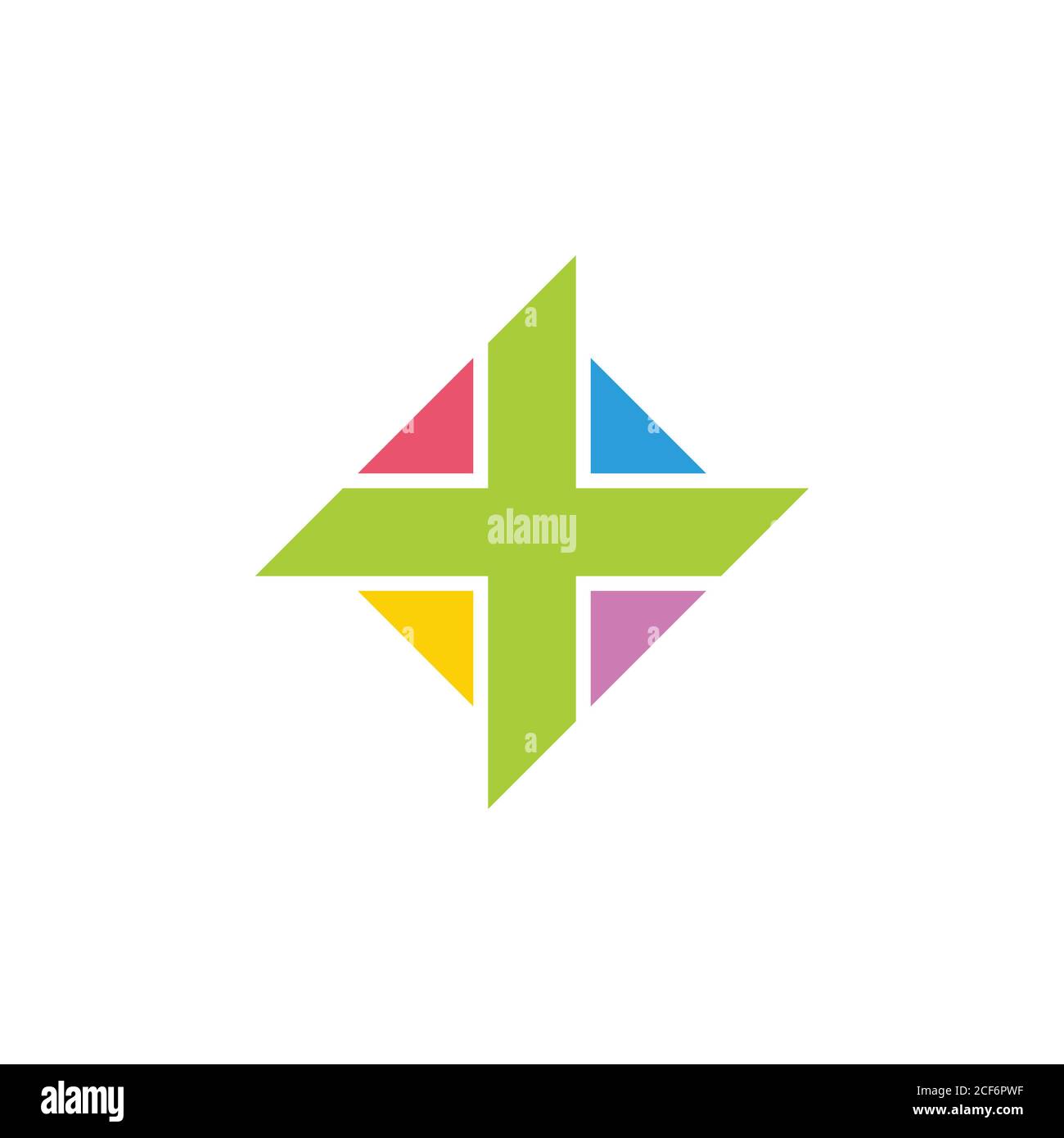 green plus medical colorful geometric logo vector Stock Vector