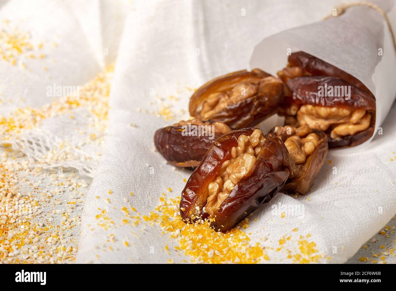 Dates fruits with walnut sand dried figs, mint and cinnamon muslim