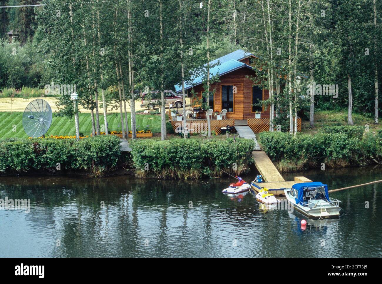 Fairbanks, Alaska, USA. Alaskan Lifestyle, Tanana River Outskirts of Fairbanks. Stock Photo