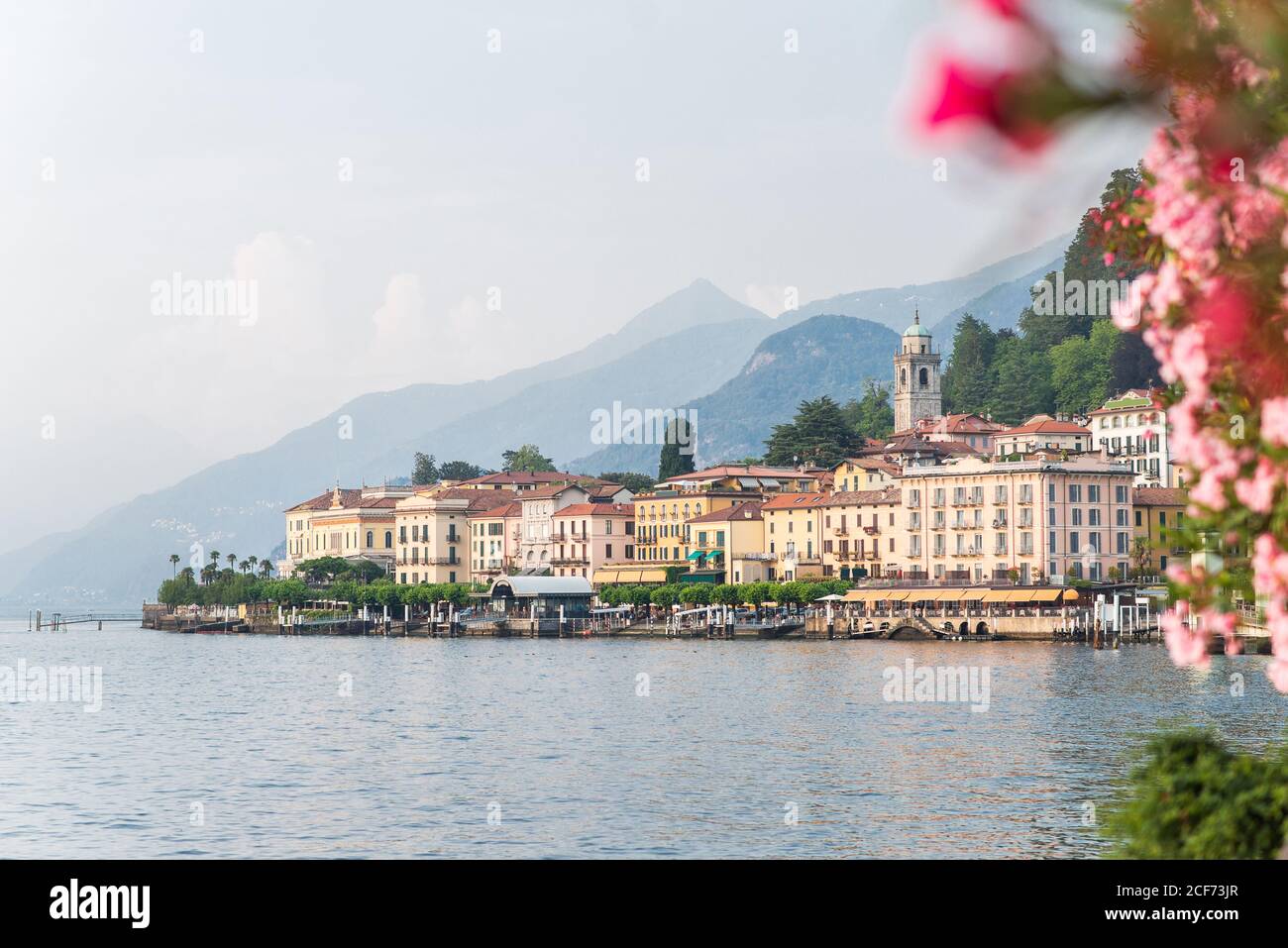 Bellagio on Lake Como. Sunset. Lombardy. Italy. Beautiful Landscape with Mountains. Stock Photo