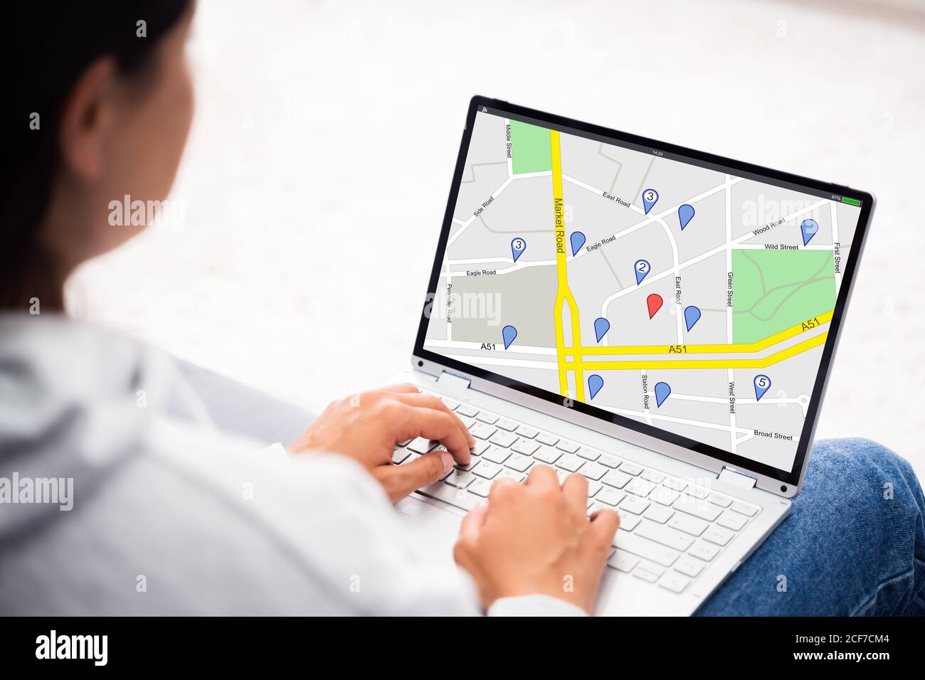 Location Map On Laptop Computer. Location Navigator Stock Photo Alamy