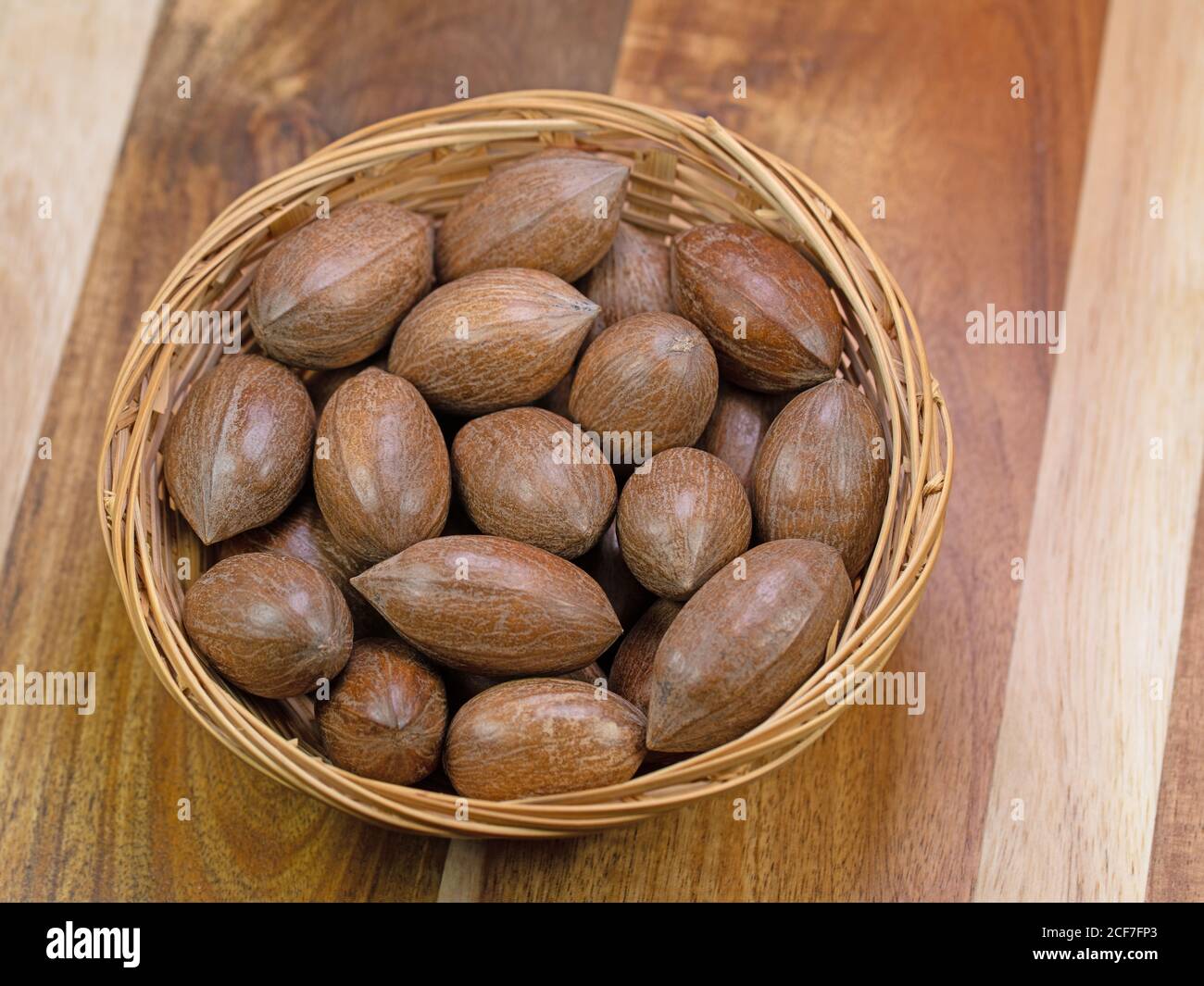 Pecans in a basket Stock Photo