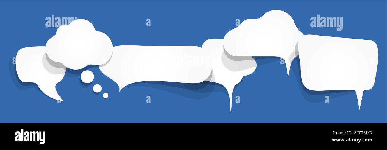 EPS vector illustration of six white speech bubbles with shadows on ...