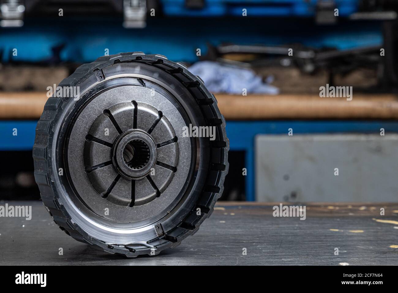 Engine and gearbox spare parts. Shiny gears for gearbox.Metal