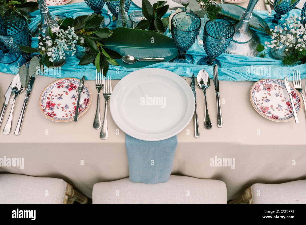 Wedding banquet table decoration Stock Photo