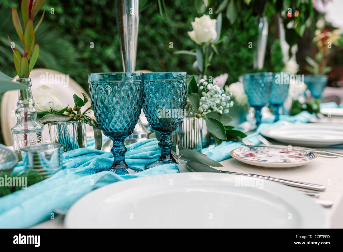 Wedding banquet table decoration Stock Photo