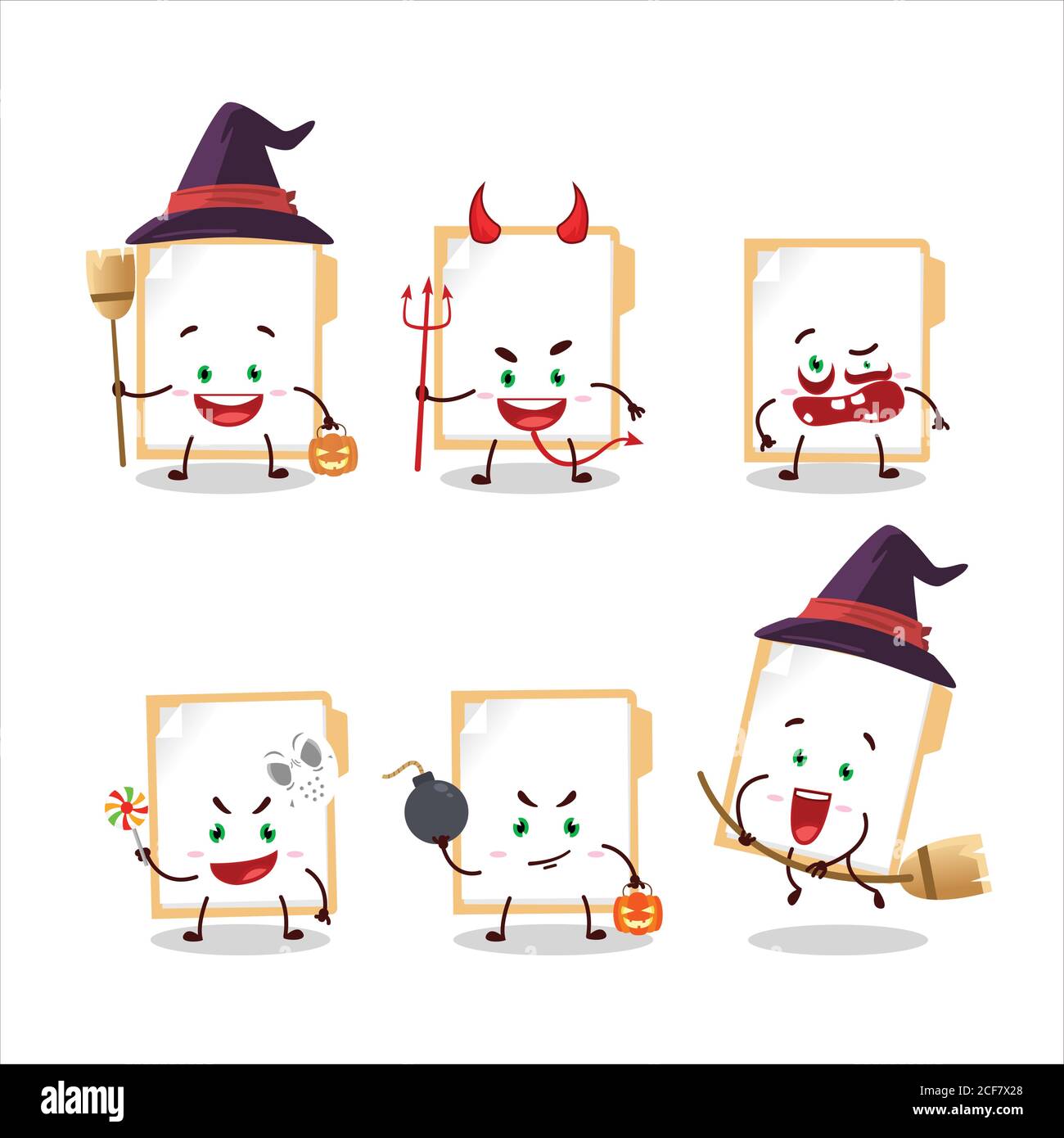 Halloween expression emoticons with cartoon character of brown manila ...