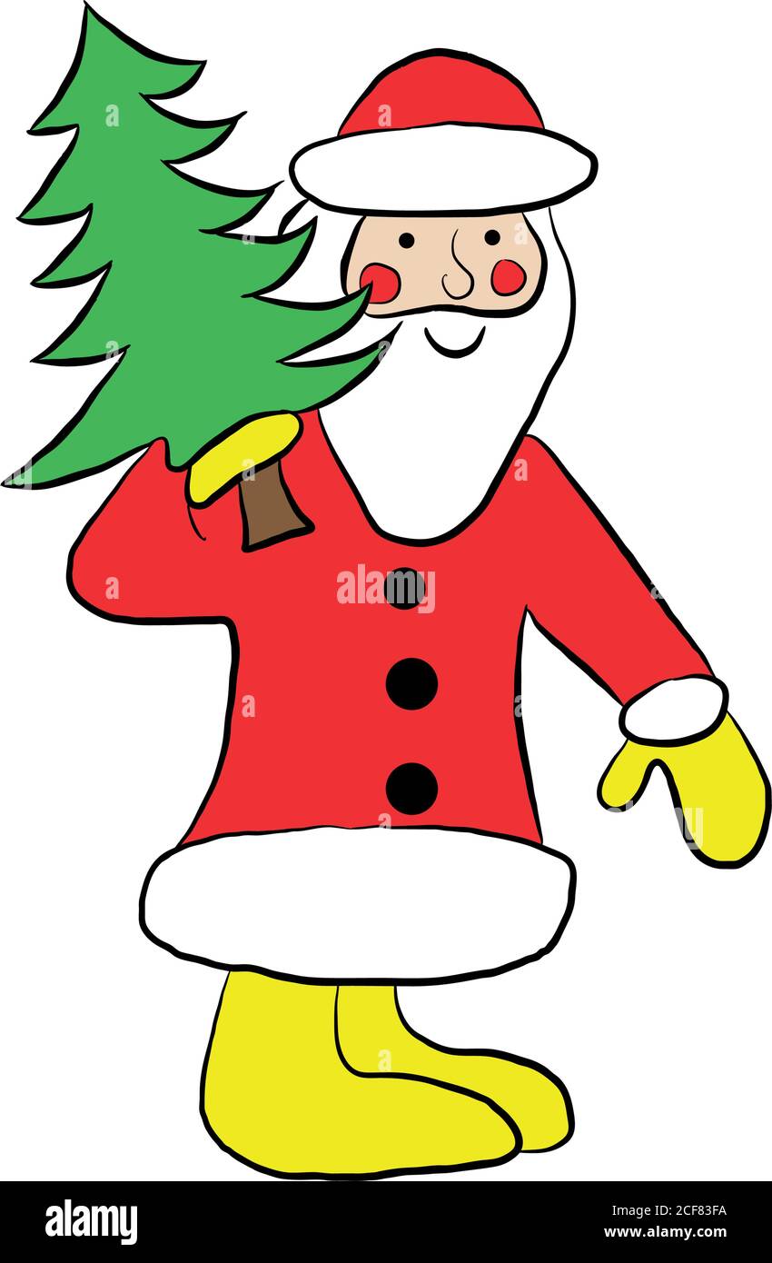 Santa Claus with Christmas tree on white background. Vector ...