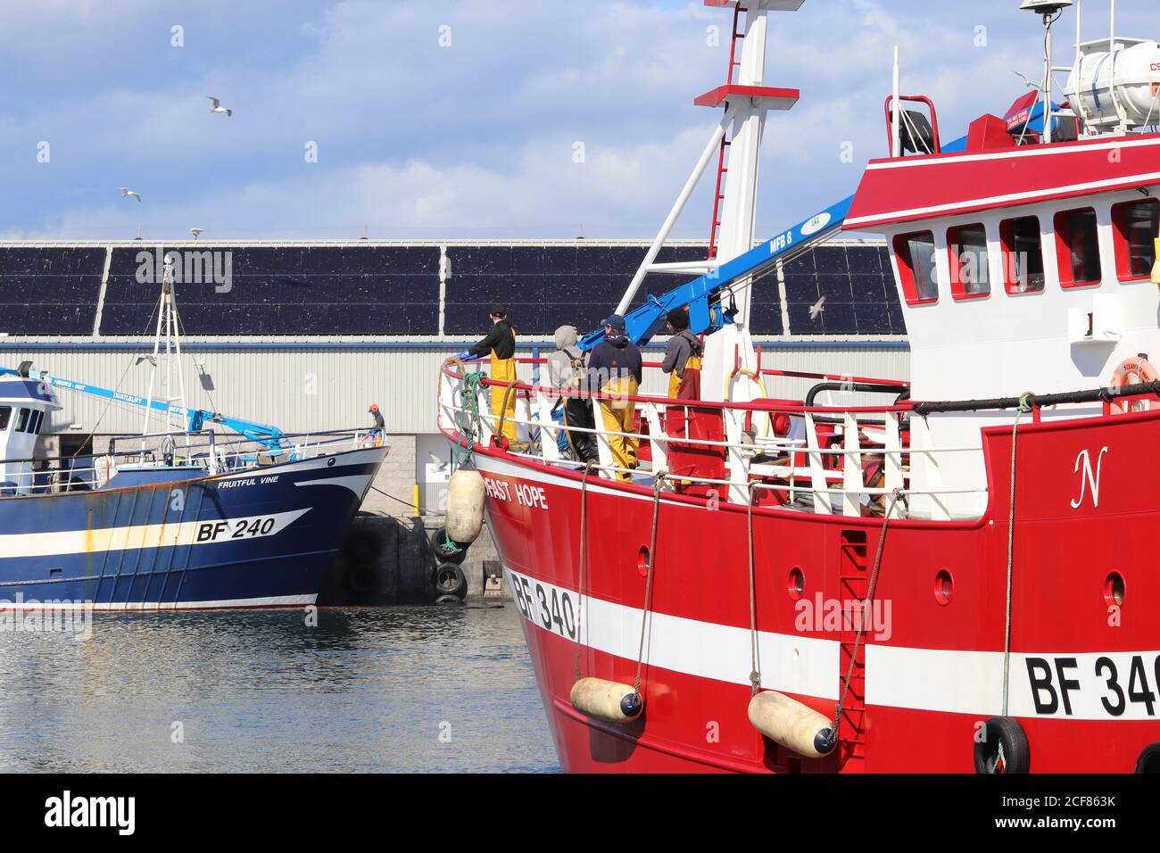 Fishing boats in harbour Stock Photo - Alamy