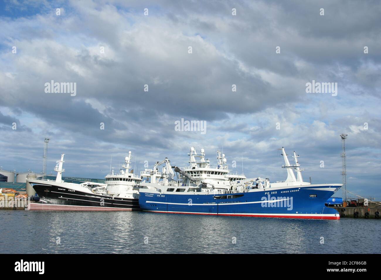 Fishing boats in Peterhead harbour Stock Photo