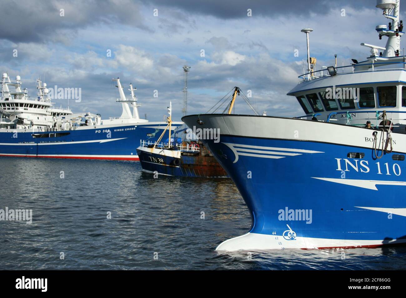 Fishing boats in Peterhead harbour Stock Photo