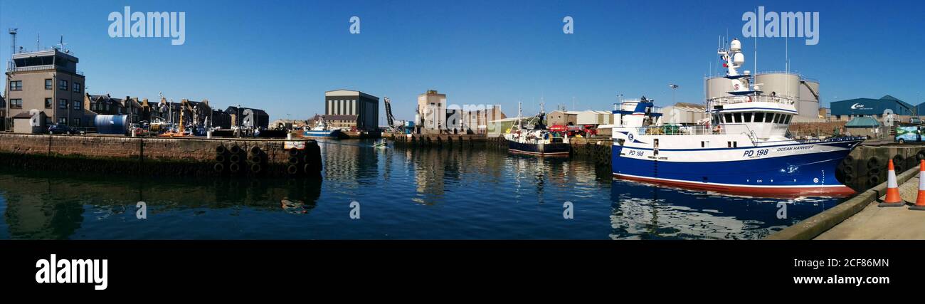 Panorama of Peterhead harbour Stock Photo