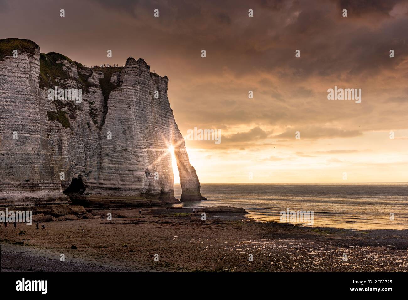 Famouse cliffs of Etretat, france, at sunset Stock Photo - Alamy