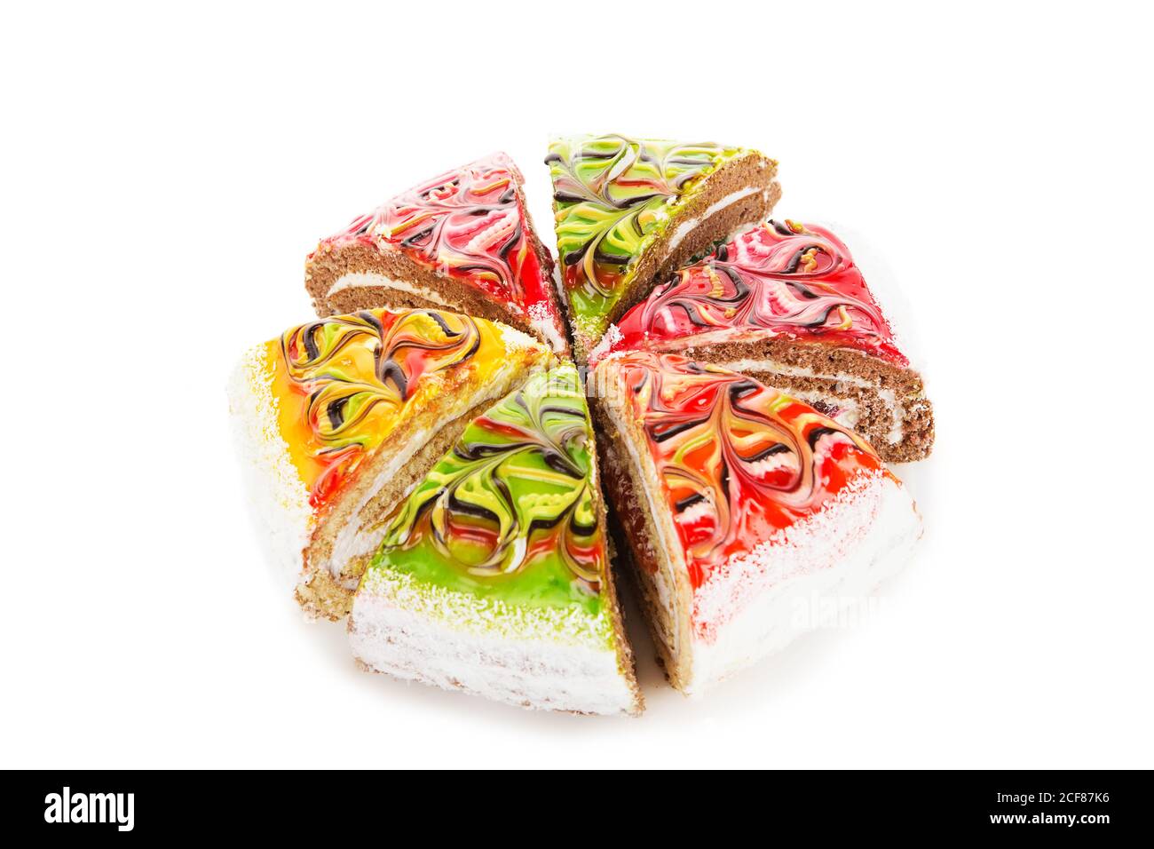 marmalade cake decorated with cream icing isolated on white background Stock Photo Alamy