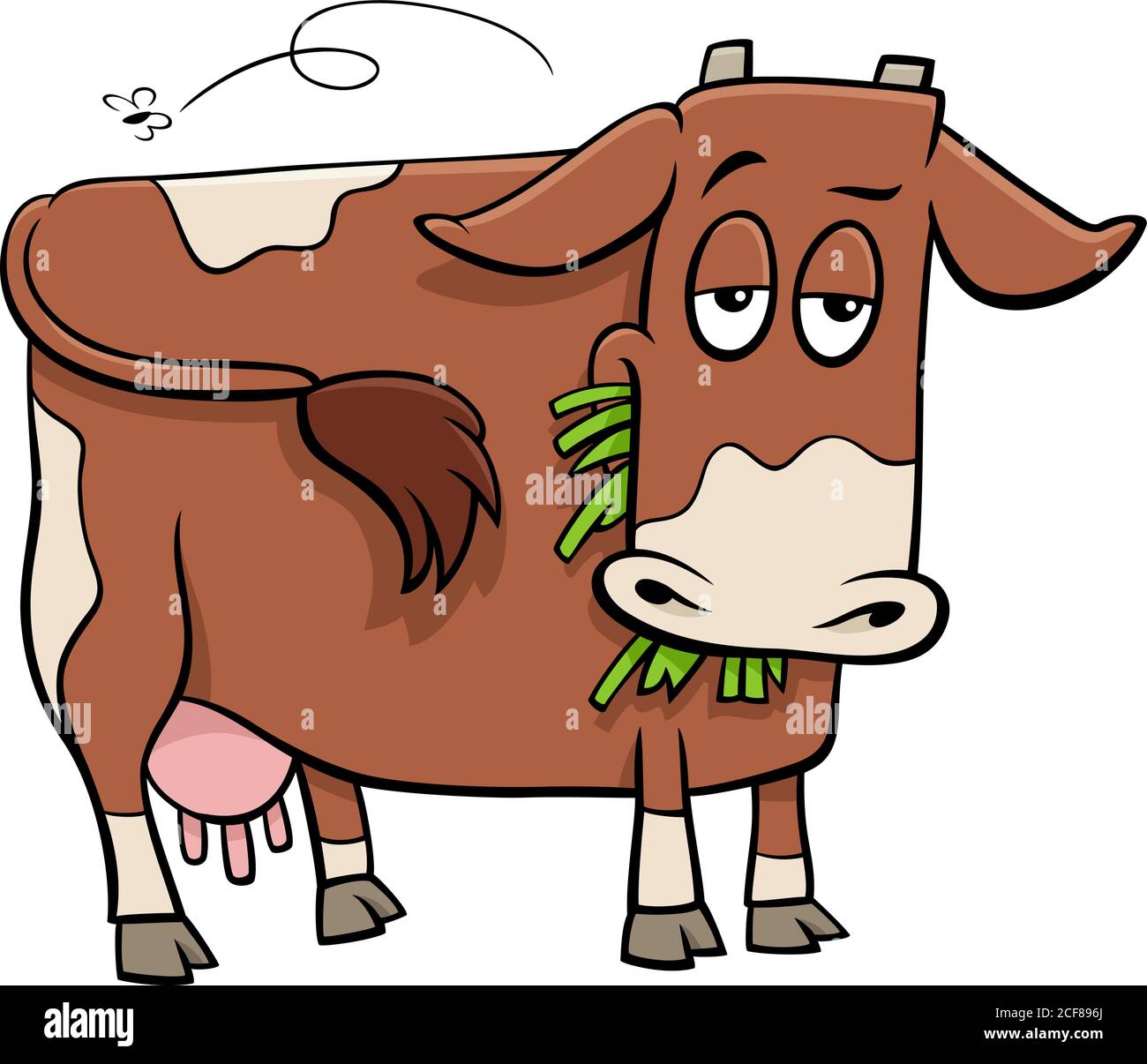 Cartoon Illustration of Spotted Cow Farm Animal Character Stock Vector