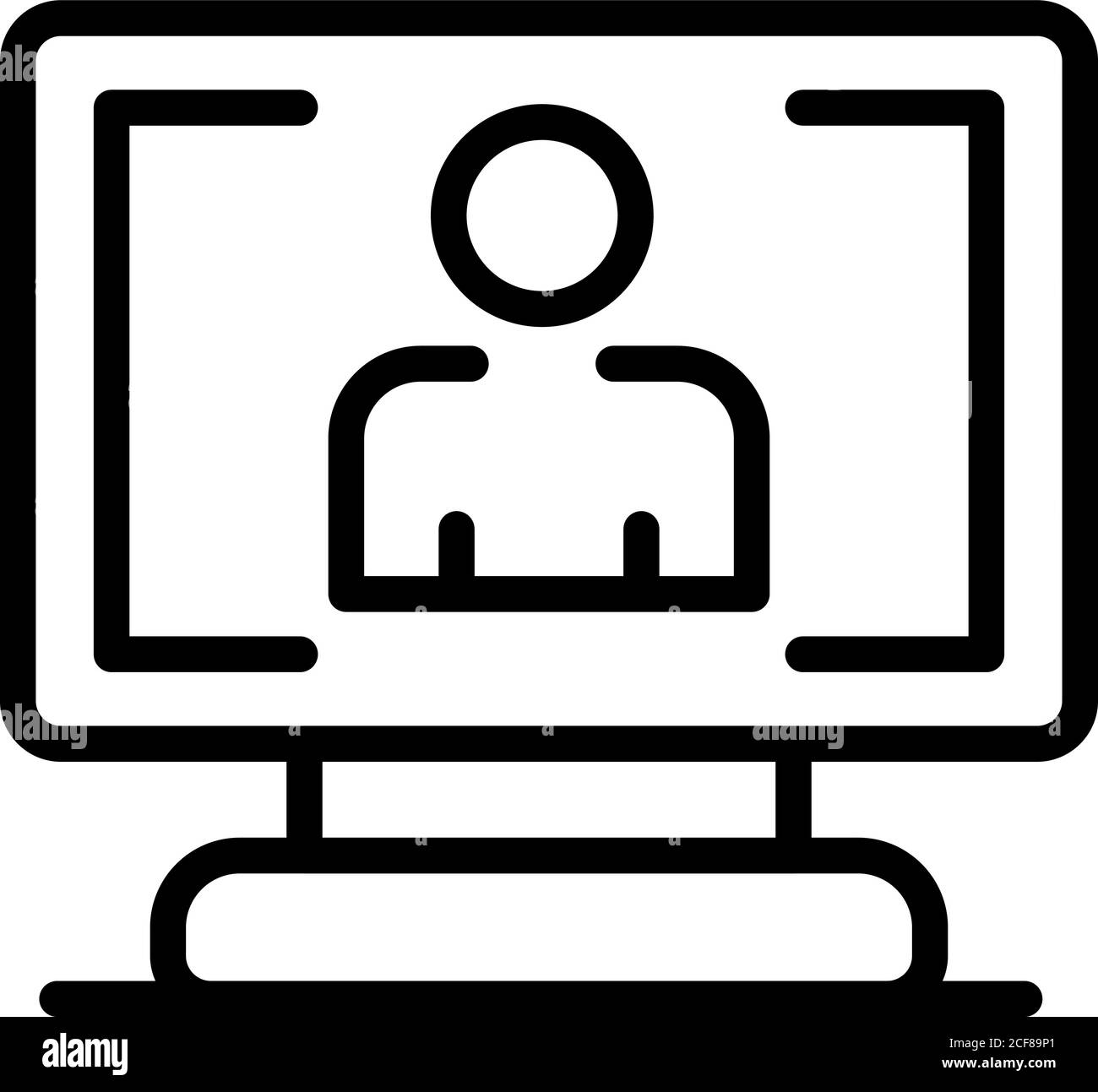 Online video chat icon, outline style Stock Vector