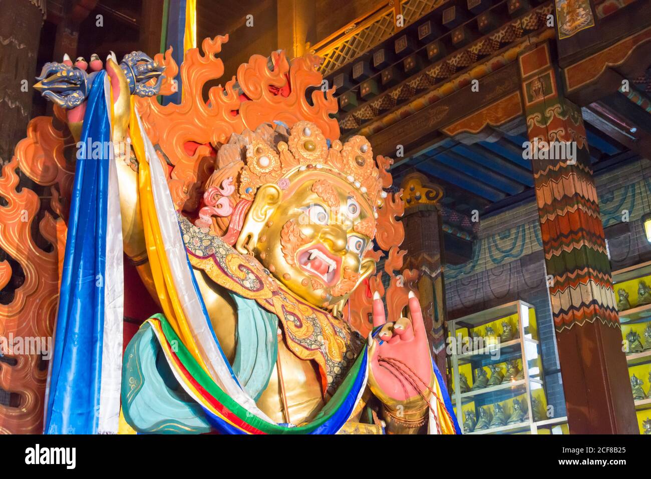 ULAANBAATAR, MONGOLIA Buddha statue at Gandantegchinlen Monastery. a famous historic site in