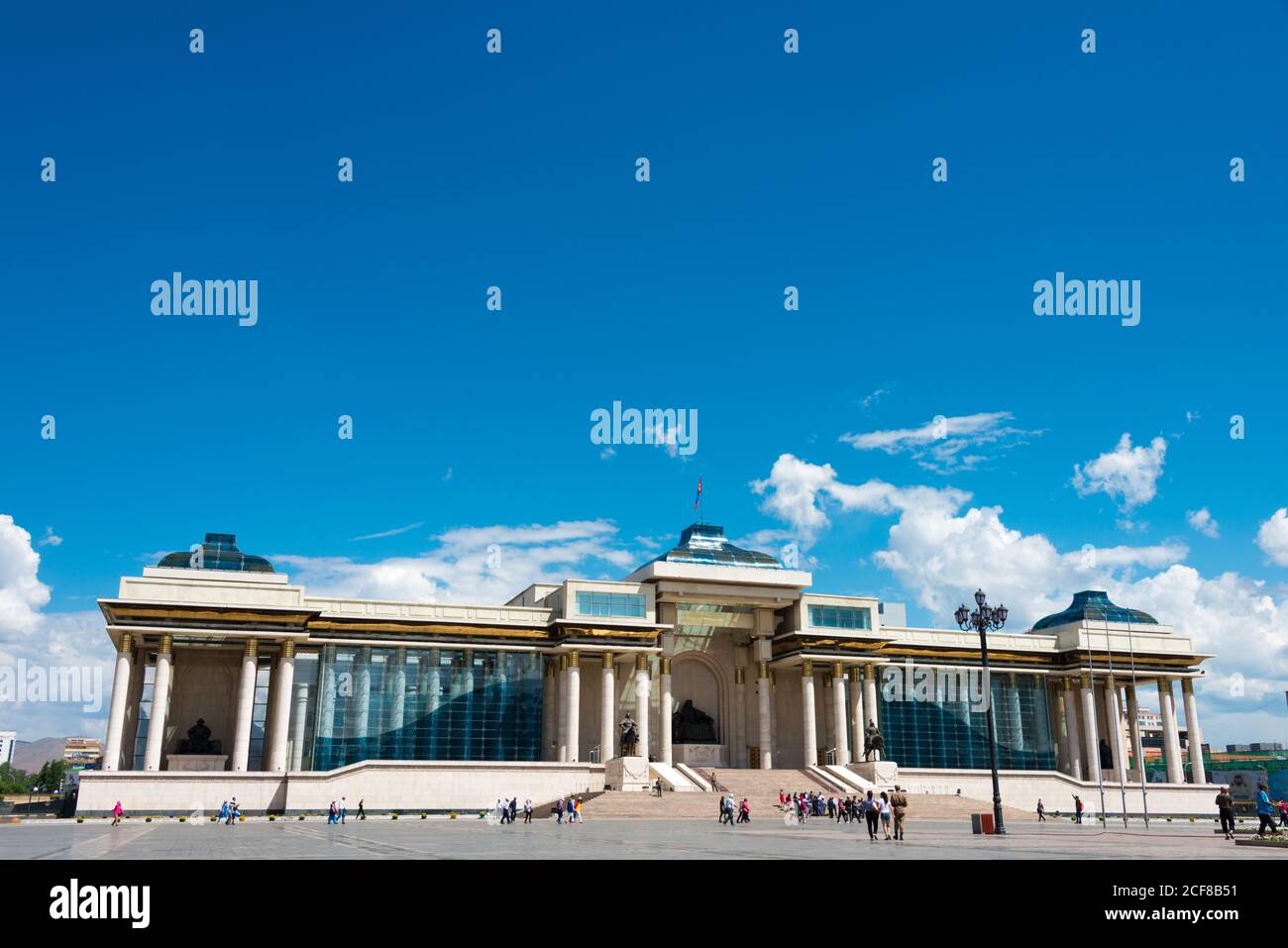 ULAANBAATAR, MONGOLIA - Sukhbaatar Square (Chinggis Square). a famous Tourist spot in Ulaanbaatar, Mongolia. Stock Photo
