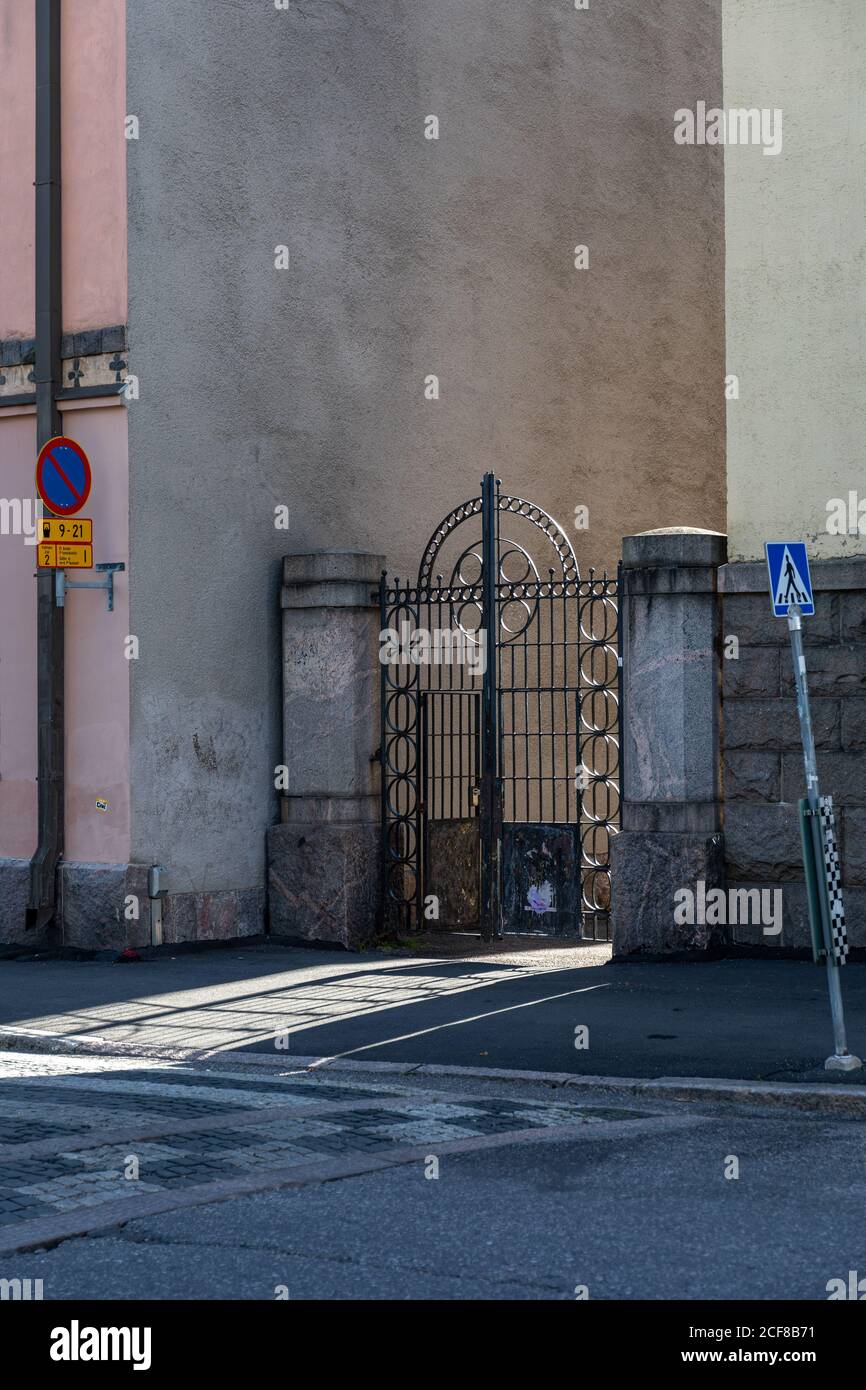 Kallio elementary school gate in Helsinki, Finland Stock Photo