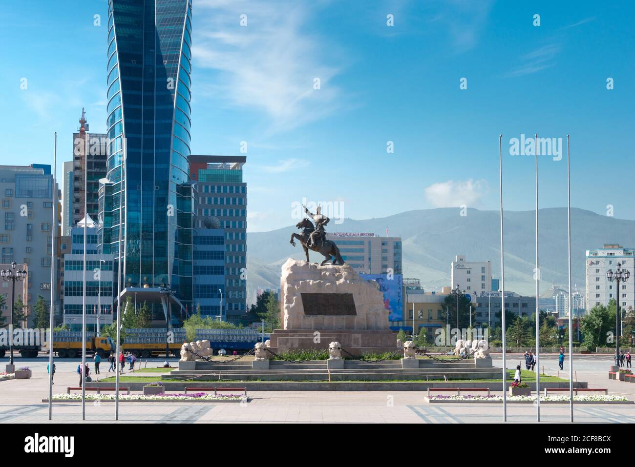 ULAANBAATAR, MONGOLIA - Sukhbaatar Square (Chinggis Square). a famous Tourist spot in Ulaanbaatar, Mongolia. Stock Photo