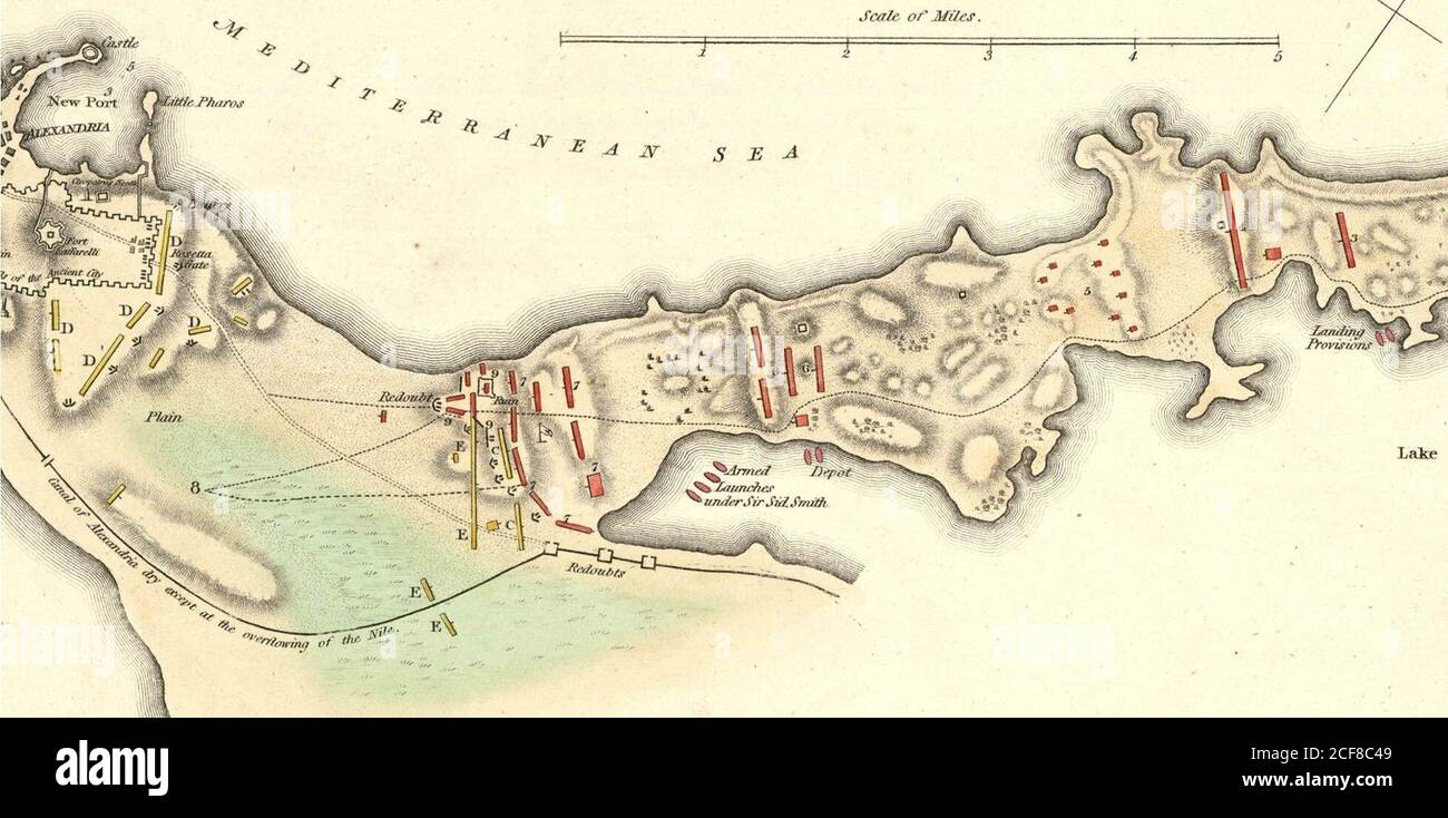 A detail of a plan of the Operations of the British Forces in Egypt Stock Photo