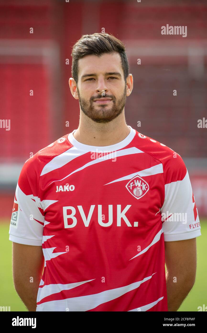 03 September 2020, Bavaria, Würzburg: Football, 2nd Bundesliga: FC  Würzburger Kickers. Würzburg's Luca Pfeiffer at the official photo session  for the 2020/2021 season. Photo: Daniel Karmann/dpa - IMPORTANT NOTE: In  accordance with