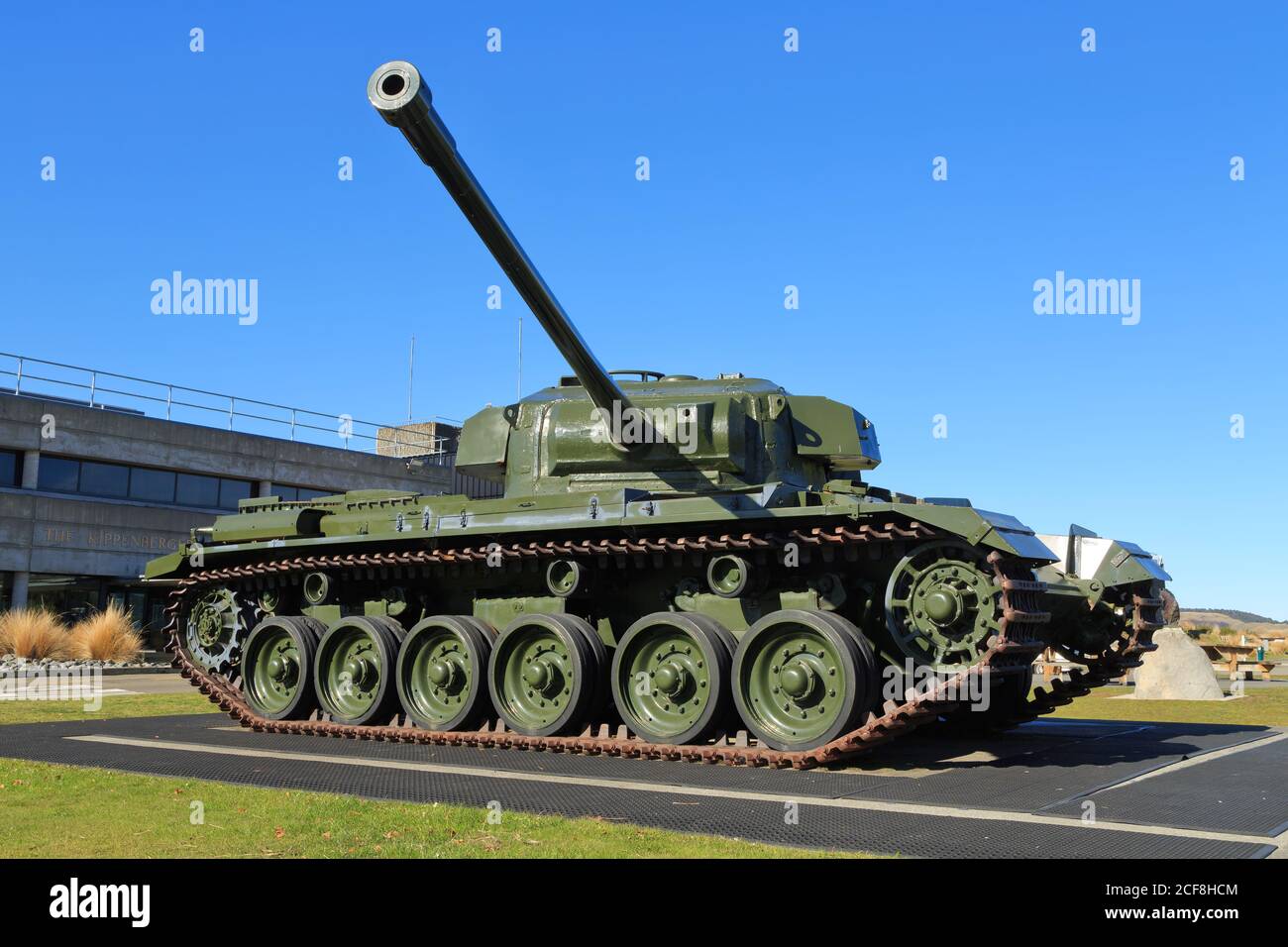 A British Centurion tank, a main battle tank of the post-WW2 period, on display outside the National Army Museum, Waiouru, New Zealand Stock Photo