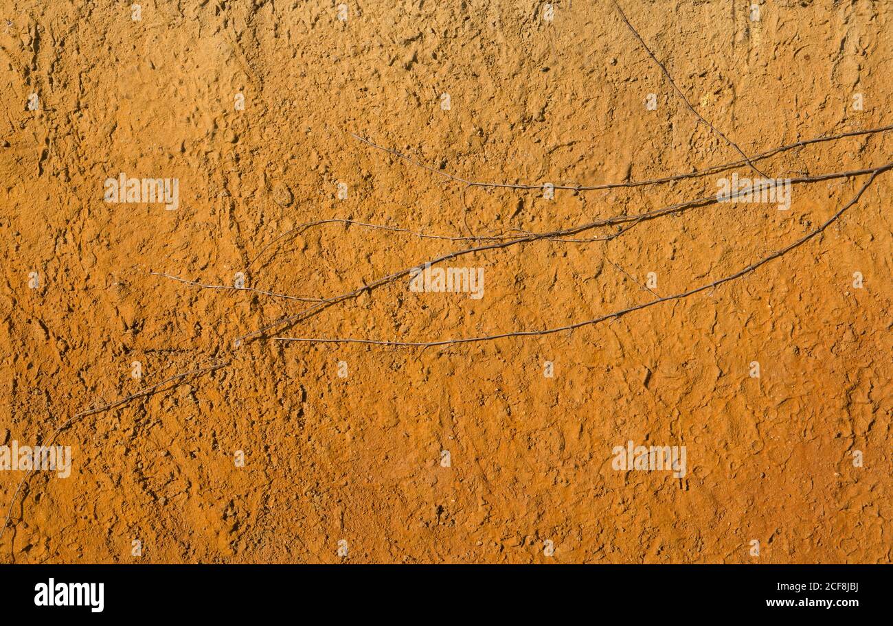 Old cracked yellow wall background - copy speace for text. Stock Photo