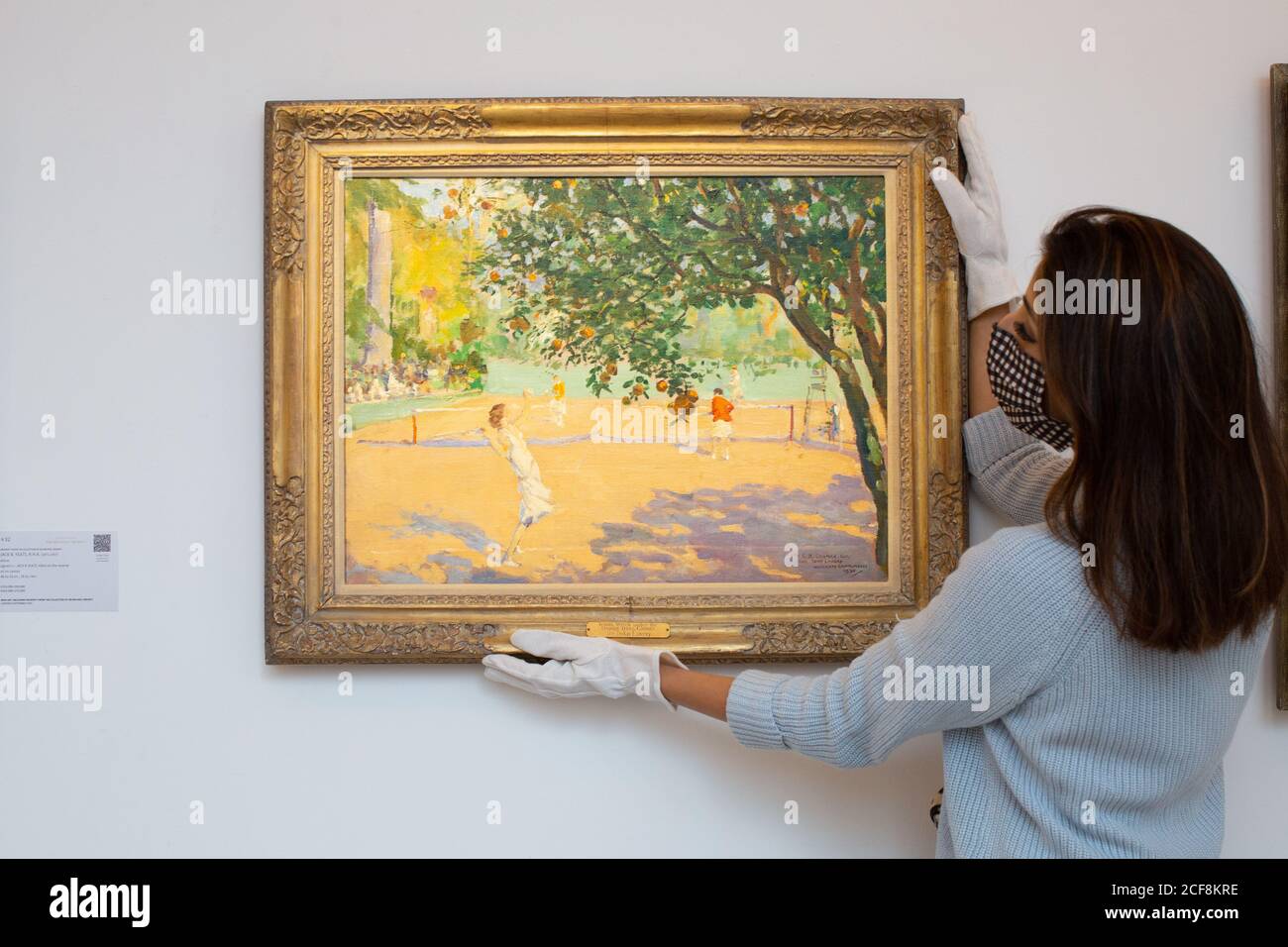 London, UK, September 4, 2020: Sotheby’s annual Irish Art sale is expected to bring around £3.2 million. It includes Sir John Lavery, Les orangers du Beau Site de Cannes (Tennis Under the Orange Trees), oil on canvas, 1929, est. £300,000- 500,000 Credit: Andy Sillett/Alamy Live News Stock Photo