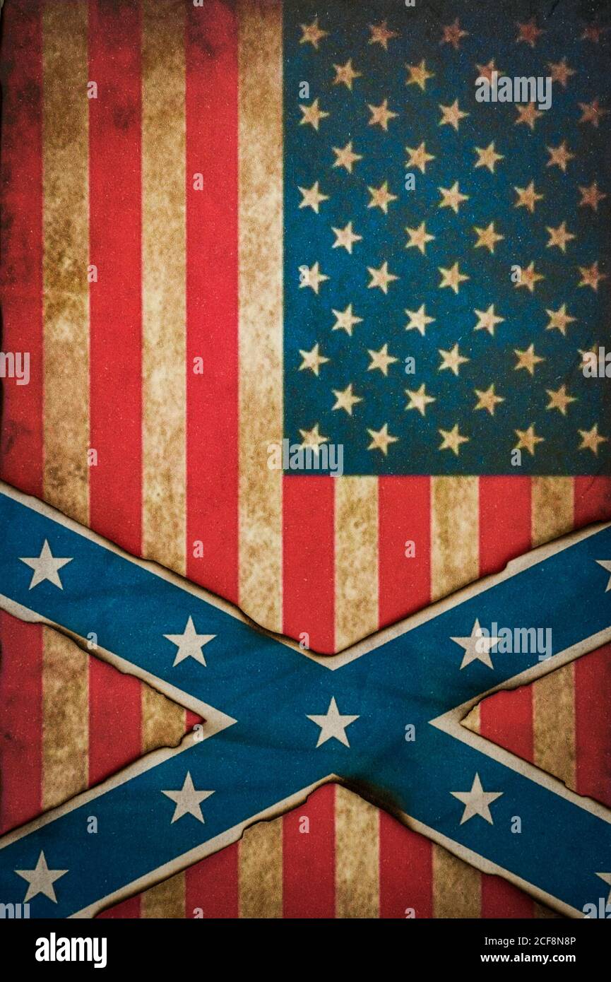 United States and confederate flag concept grunge fade background Stock ...