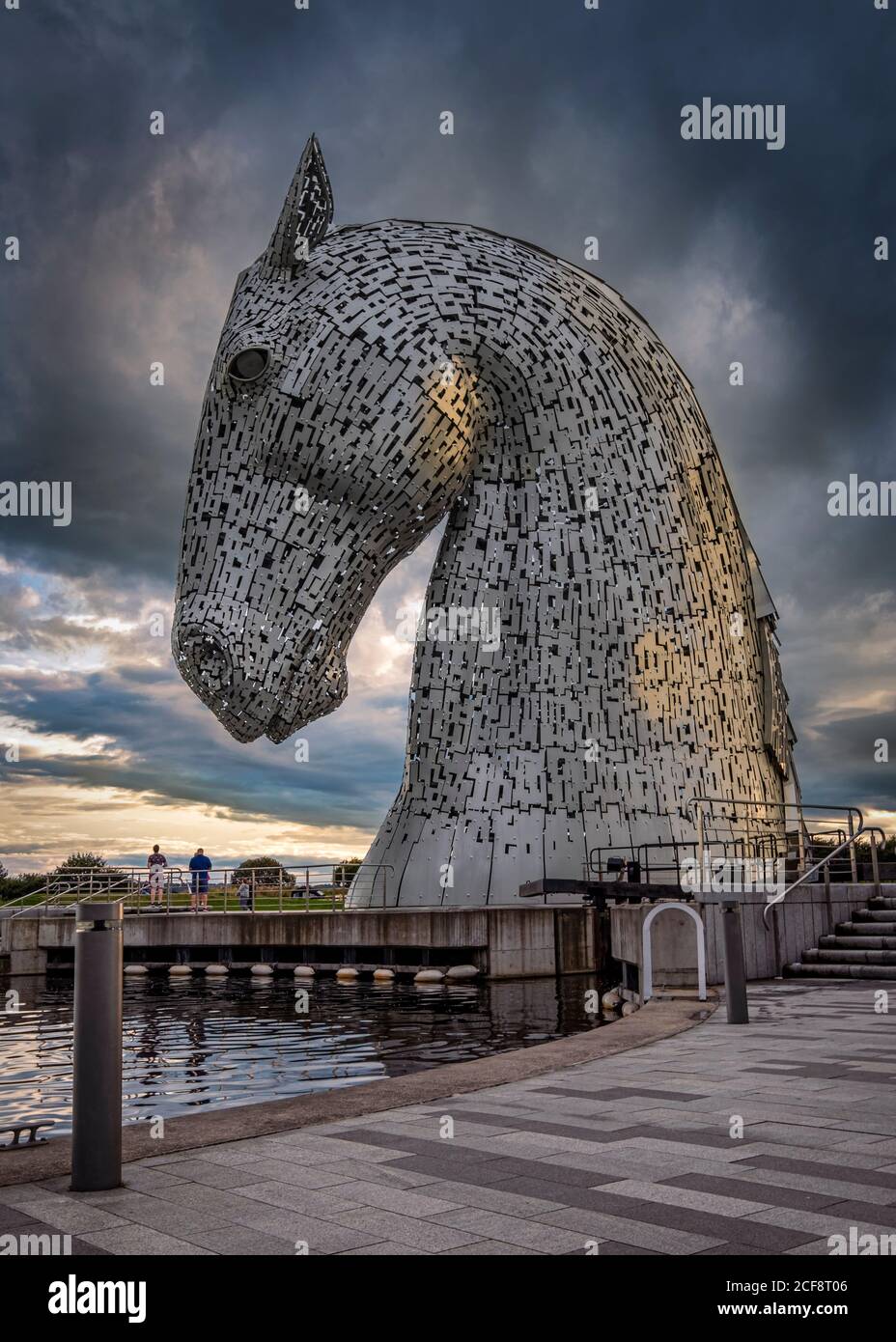 The Kelpies under Dark Skies Stock Photo