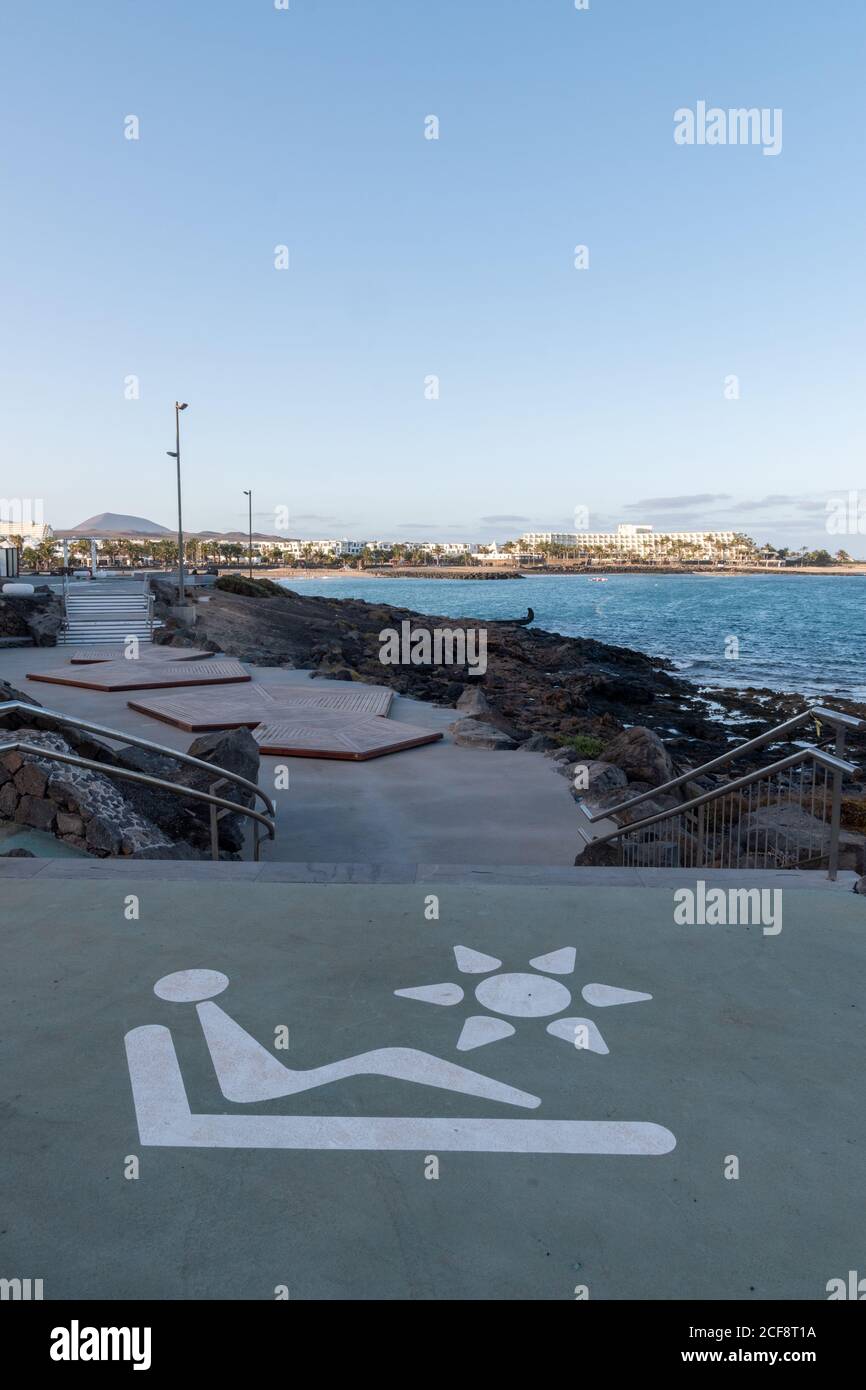 view of the new promenade of costa teguise in lanzarote island, canary islands spain Stock Photo