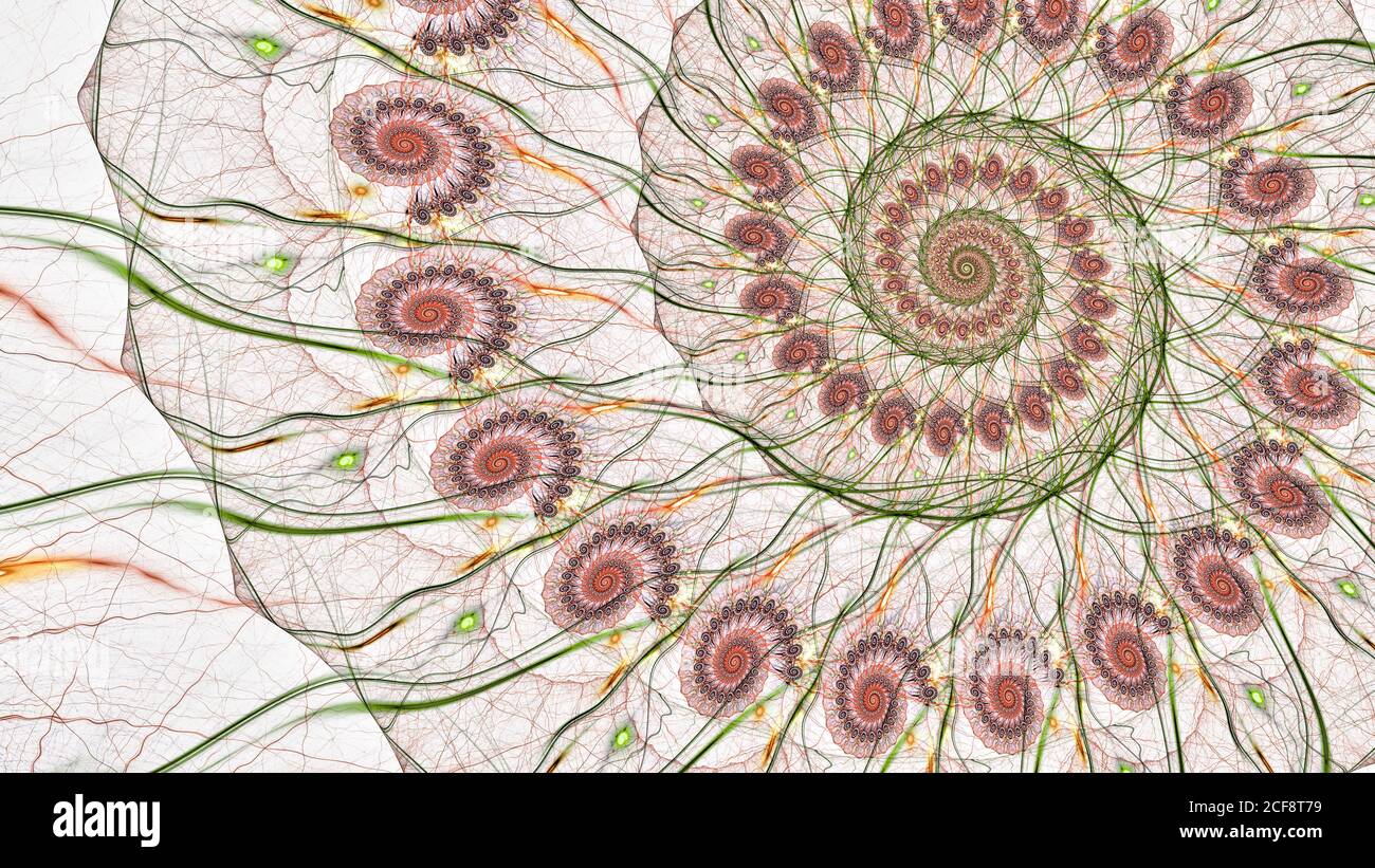 Colorful spiral structure lines on white, computer generated abstract background, 3D rendering Stock Photo