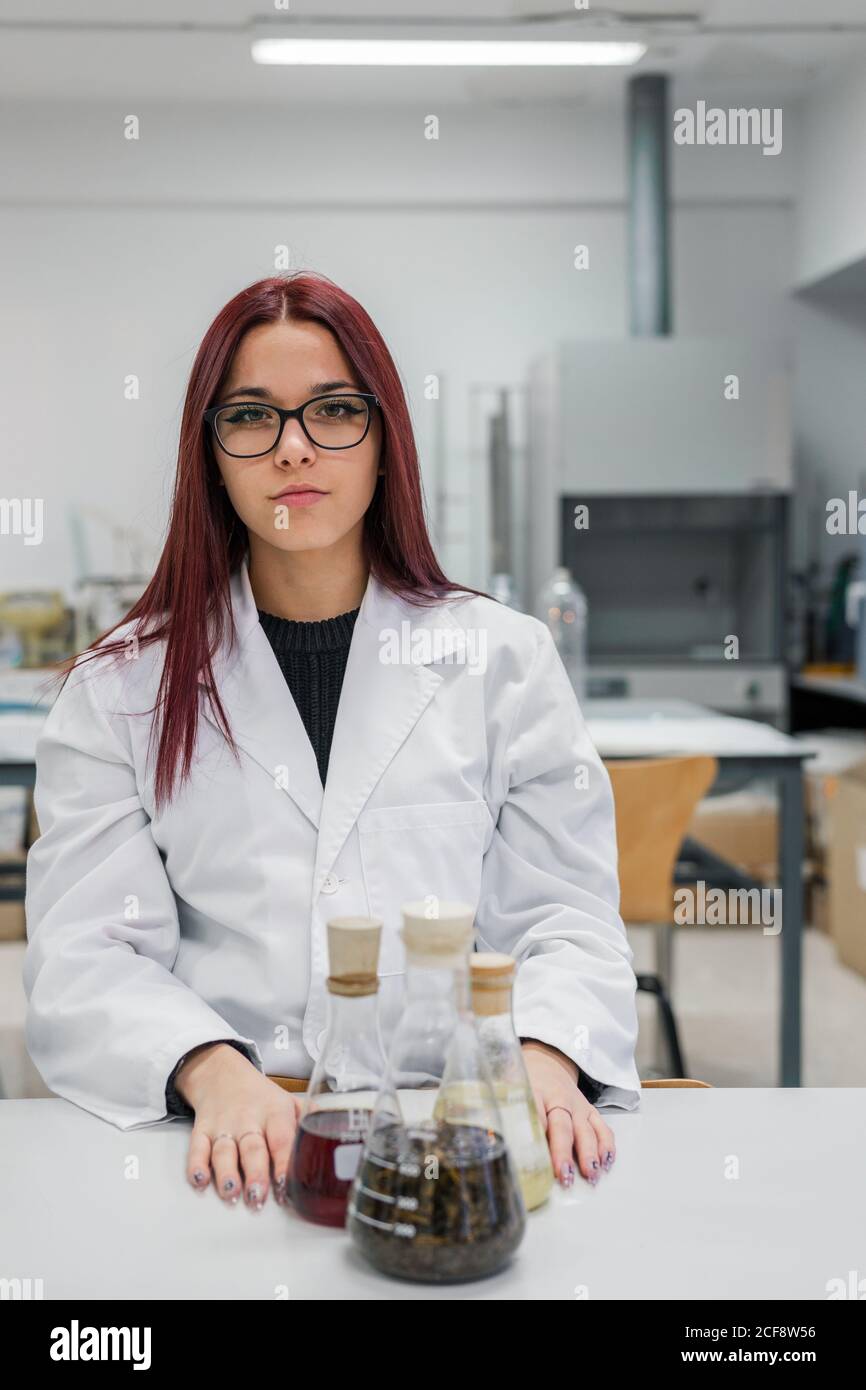 Young scientist in contemporary lab Stock Photo