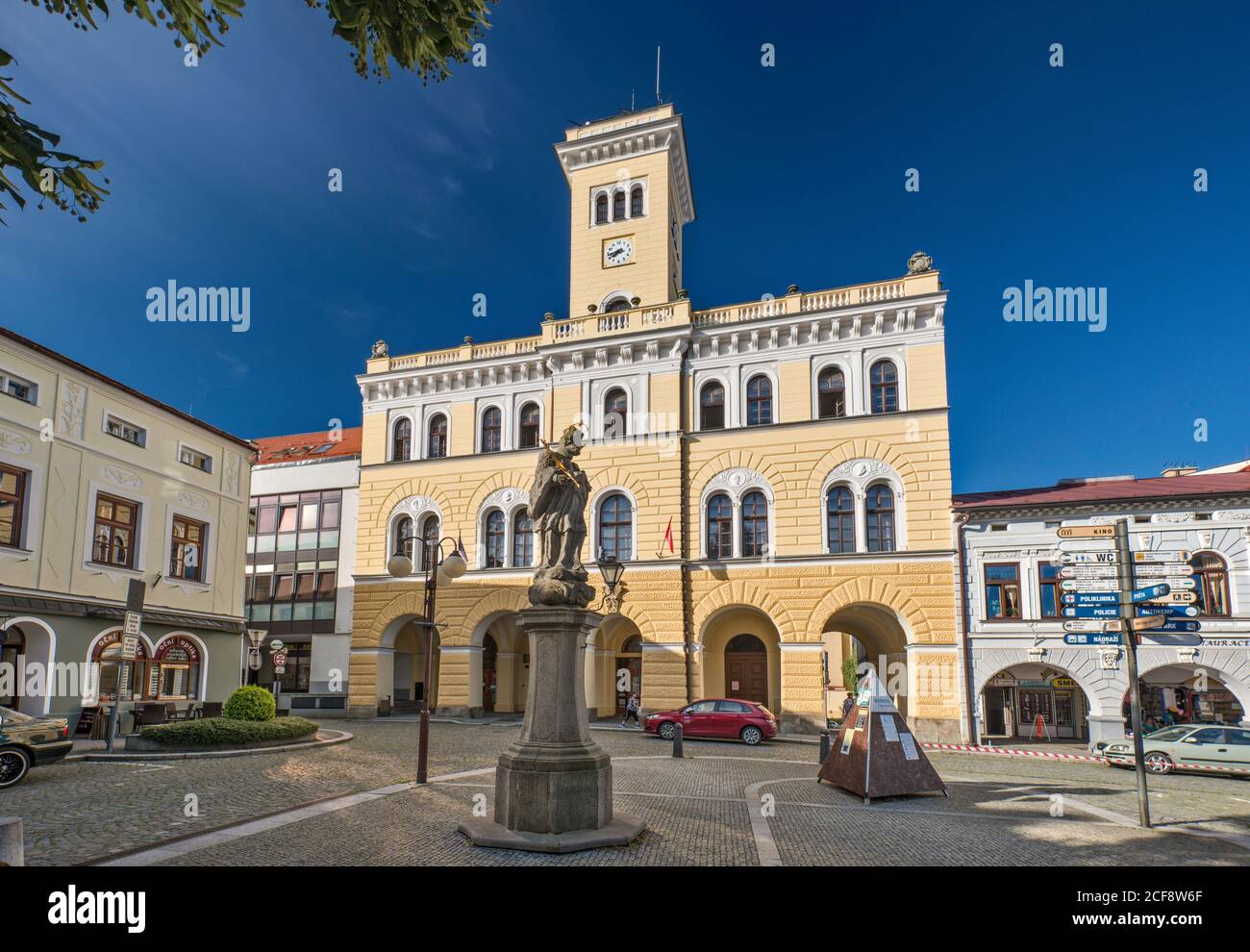 Town Hall, 1890, at namesti Miru, town square in Frenštát pod Radhoštěm, Moravian-Silesian Region, Moravia, Czech Republic Stock Photo