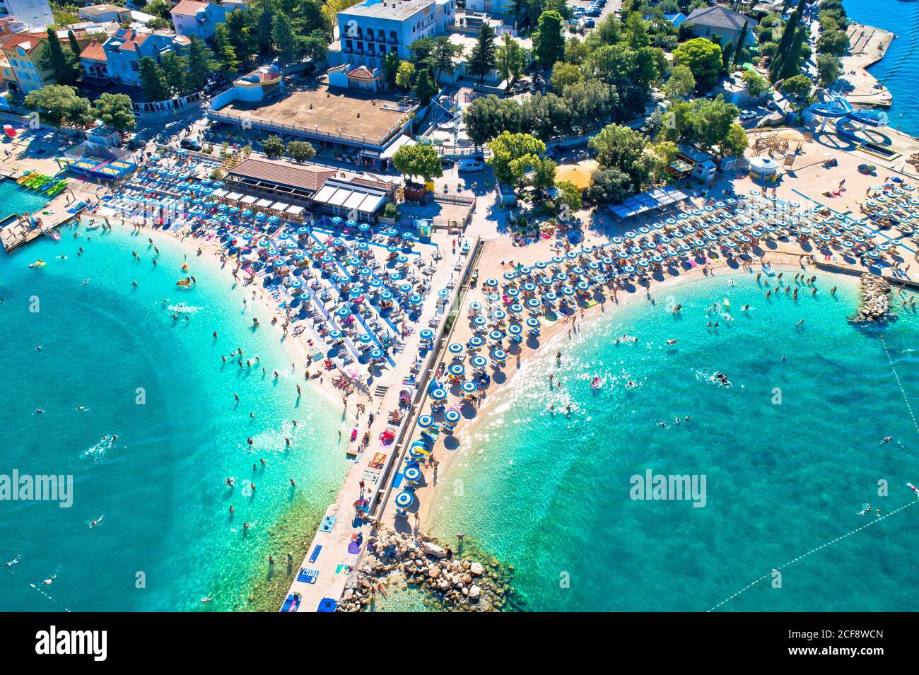 Aerial view of Poli Mora turquoise sand beach in Selce, Crikvenica riviera  in Croatia Stock Photo - Alamy